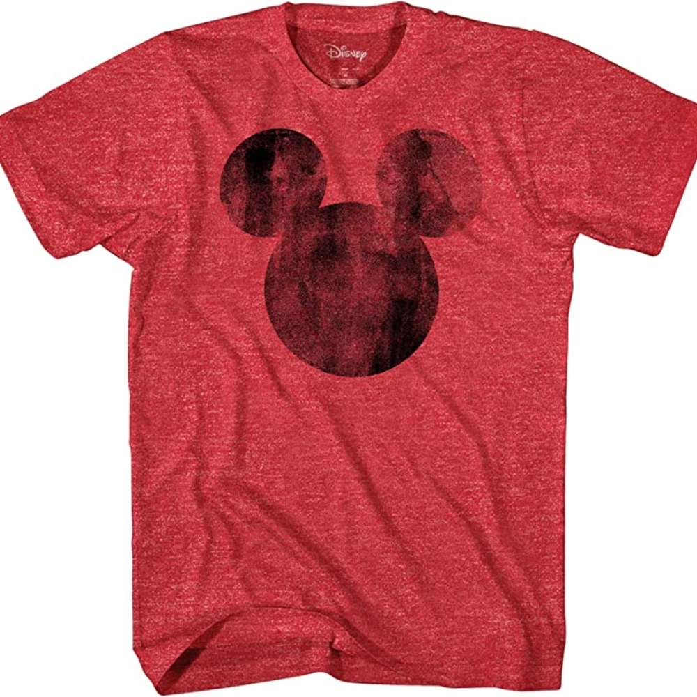 Disney Mickey Mouse Distressed Head Vintage Silhouette Men's Adult Graphic T-Shi